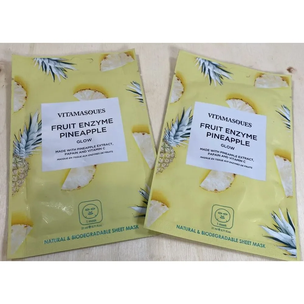Vitamasques‎ Fruit Enzyme Pineapple Glow Sheet Mask 2 Pack